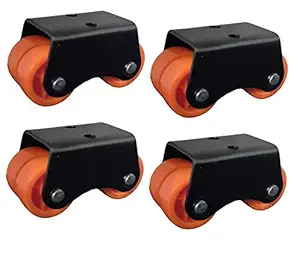 Impoda 4 x Fix Four Niylon Wheel Caster for Furniture Table Trolley / 200Kg Load Capicity/Black-Orange