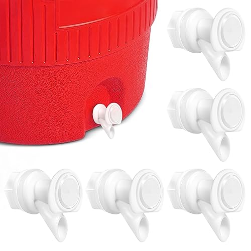 5Pcs Push Button Water Spigot Cooler Spigot Replacement,Compatible with Igloo 2, 3, 5 and 10 Gallon Beverage Coolers,Igloo Cooler Replacement Parts,Durable Spigot for 5 Gallon Bucket,BPA Free (White) -  FBORHAFY