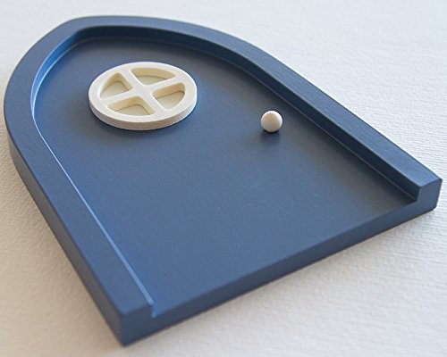 Preisvergleich Produktbild Blaue Wichteltür mit leuchtendem Türfenster - kindersicher und schadstoffrei