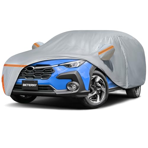 Image of Car Cover for 2014-2026 Subaru Crosstrek, Waterproof Custom-fit All Weather Sun Rain UV Dust Snow Protection Windproof Outdoor Crosstrek Full Car Cover with Door Zipper and Cotton Lining-Gray