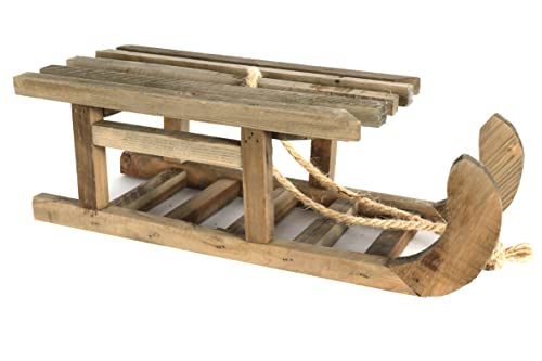 CHICCIE Luge décoratif en bois naturel 16 x 41 x 14 cm - Décoration d'hiver