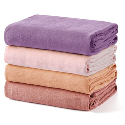 Image of Momcozy Swaddle Blanket 47 X 47 Inches, Breathable Bamboo Muslin Swaddle Blankets for Baby Boy & Girl, Swaddle Blankets Breathable Soft and Skin-Friendly, Baby Blankets Unisex 4 Pack