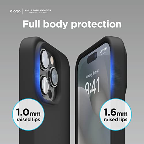 Image of elago Compatible with iPhone 14 Pro Max Case, Liquid Silicone Case, Full Body Protective Cover, Shockproof, Slim Phone, Anti-Scratch Soft Microfiber Lining, 6.7 inch (Black).