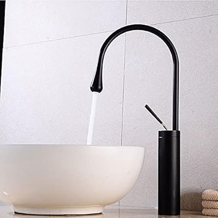 Watertoy Single Lever Basin Mixer with 24 inches hot & Cold Connection Pipes (Black)