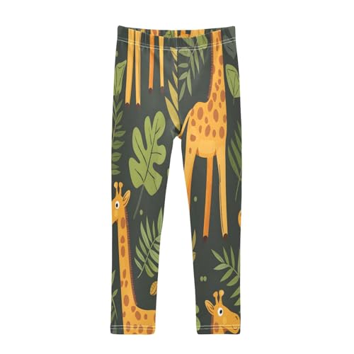 Toddler Girls Leggings Printed Yoga Pants Leggings Giraffe Leaves Hand Drawn for Kids