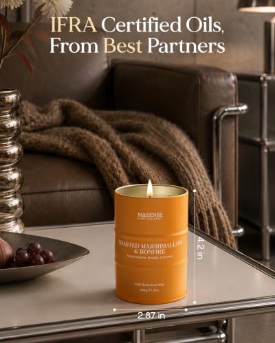 Image of M&SENSE Toasted Marshmallow Scented Soy Fall Candles, 11.3 oz