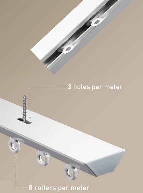 Zestaw szyn sufitowych V S – aluminiowy system dzielenia pomieszczeń do hoteli, szpitali, teatrów i kin – cichy, łatwy montaż i płynność dla zwiększenia prywatności