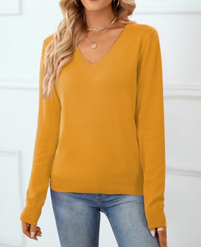 Image of QUALFORT Women's 100% Cotton Sweater, Basic Lightweight Long Sleeve Pullover