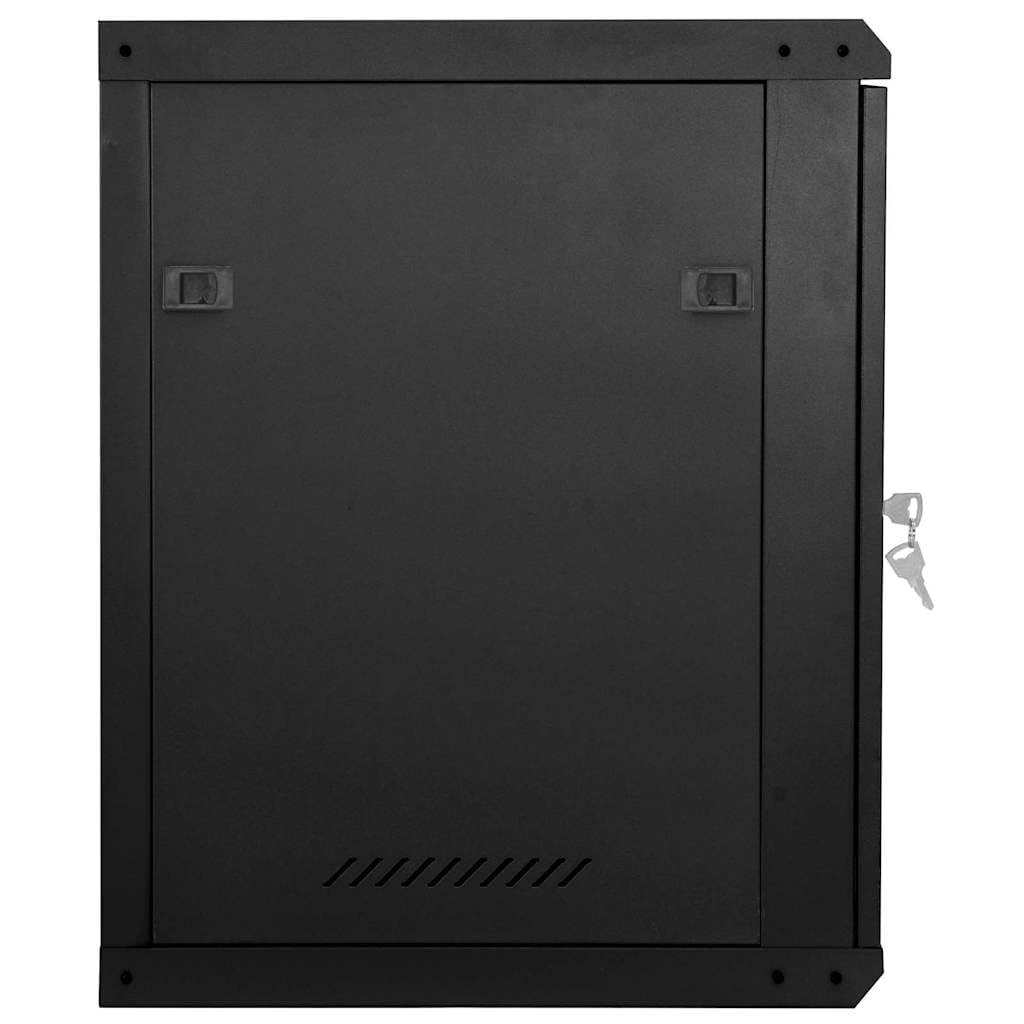 Armadio di rete in acciaio con vano portaoggetti, nero, 53 x 60 x 60 cm, per server domestici, NAS, file server e dispositivi di rete in ufficio e a casa, sistema di archiviazione sicuro con