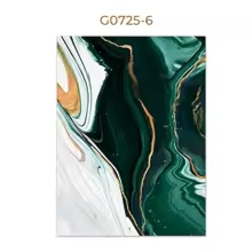 Peinture sur toile moderne salon triptyque abstrait vert or 50x70