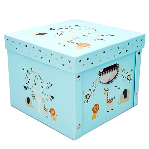 Image of GroWings | Baby Keepsake Box, Baby Memory Box | Large Blue Keepsake Gifts Box for Newborn Baby Boy or Baby Girl | Strong, Durable & Collapsible Memory Storage Box