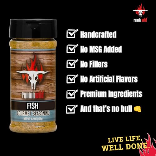 Image of Fish Seasoning | Premium Seafood seasoning w /gourmet spices and natural lemon flavor | Runnin' Wild Foods, 5.7 ounces