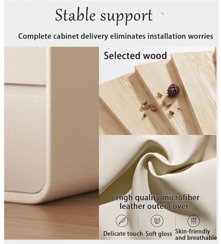 Table de chevet en bois massif et cuir microfibre pour chambre - 7
