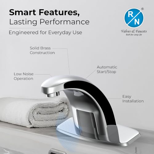 Image of RN Automatic Touchless Sensor Faucet for Wash Basin, Motion Sensor Bathroom Sink Tap, Hands-Free Smart Faucet with Chrome Finish, Water Saving Kitchen & Bath Fixture (Swan Neck.1)