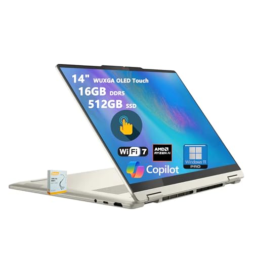 Image of Lenovo Yoga 7 2-in-1 AI PC Laptop | 14 inch WUXGA OLED Touch (100% DCI-P3) | AMD Ryzen AI 7 350 (Up to 50 Tops) | 16GB DDR5 512GB SSD | for Creator Business Professional Win11pro w /DLCA Accessory