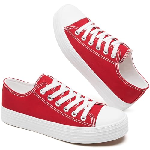 BENPAO Womens White Canvas Sneakers Casual Tennis Shoes for Women Black Fashion Sneakers Comfortable Low Top Walking Shoes