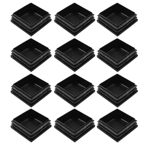 Image of Bonsicoky 12 Pack 2 inch Square Plastic Plugs, Black Tubing End Caps Plugs Insert for Square Tube and Furniture Legs