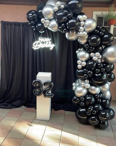 Image of KBZVNAF Black and Silver Latex Balloons - 60 Pack 12 inch Black Metallic Silver Confetti Party Balloons for Birthday, Baby Shower, Wedding, Bridal Shower, Graduation Party Decorations