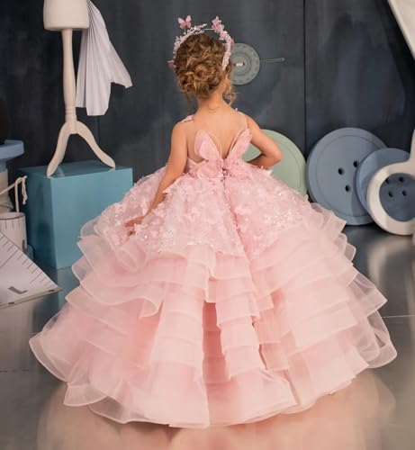 Tulle Flower Girl Dress 3D Butterfly Pageant Dresses Lace Applique First Communion Dress for Girls3