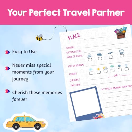 Image of BuzzieWorld Lets Travel Memory Book with Stickers | Scrap Books for Kids | Travel Scrapbook | Memory Book | for Ages 6-8Years, 9-11 Years, 12-14 Year Old Boys and Girls (Single Pack)
