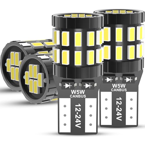 KATUR Innenbeleuchtung Glühbirne, Canbus Fehlerfrei 12V 24V 6000K Weiß 450LM 3W Boot RV Camper Innen Außen Landschaftsbeleuchtung, Packung mit 4