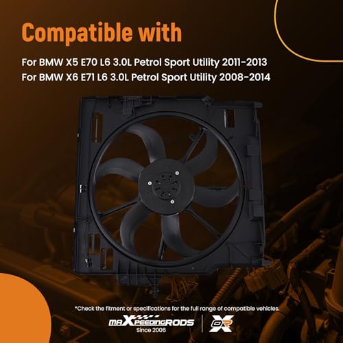 Image of maXpeedingrods 17428618239 Engine Radiator Cooling Fan Assembly for BMW X5 X6 2008-2014, 17427634466 17427616102 17427598739