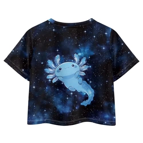 Image of Girls Fashion Crewneck Tee Shirts Casual Short Sleeve Crop Top Summer Outfits 5-14 Years Old