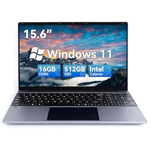 Laptop Computer, 16GB RAM 512GB SSD, Gaming Laptop, Intel Celeron Quad-Core Processors, 15.6″ FHD IPS 1920×1080 Screen, WiFi, Bluetooth, Type-C, TF Card, Mini-HDMI, 2MP Webcam.
