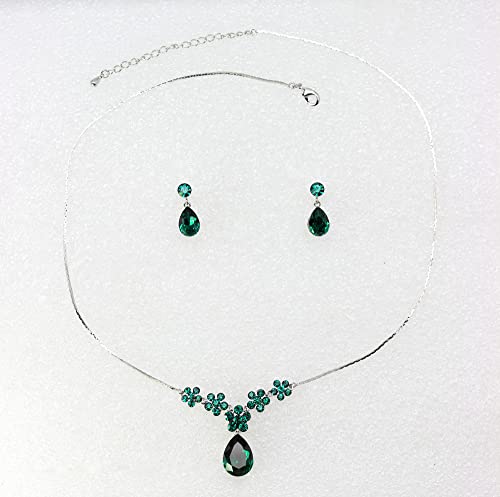 Image of Faship Gorgeous Rhinestone Crystal Floral Necklace Earrings Set