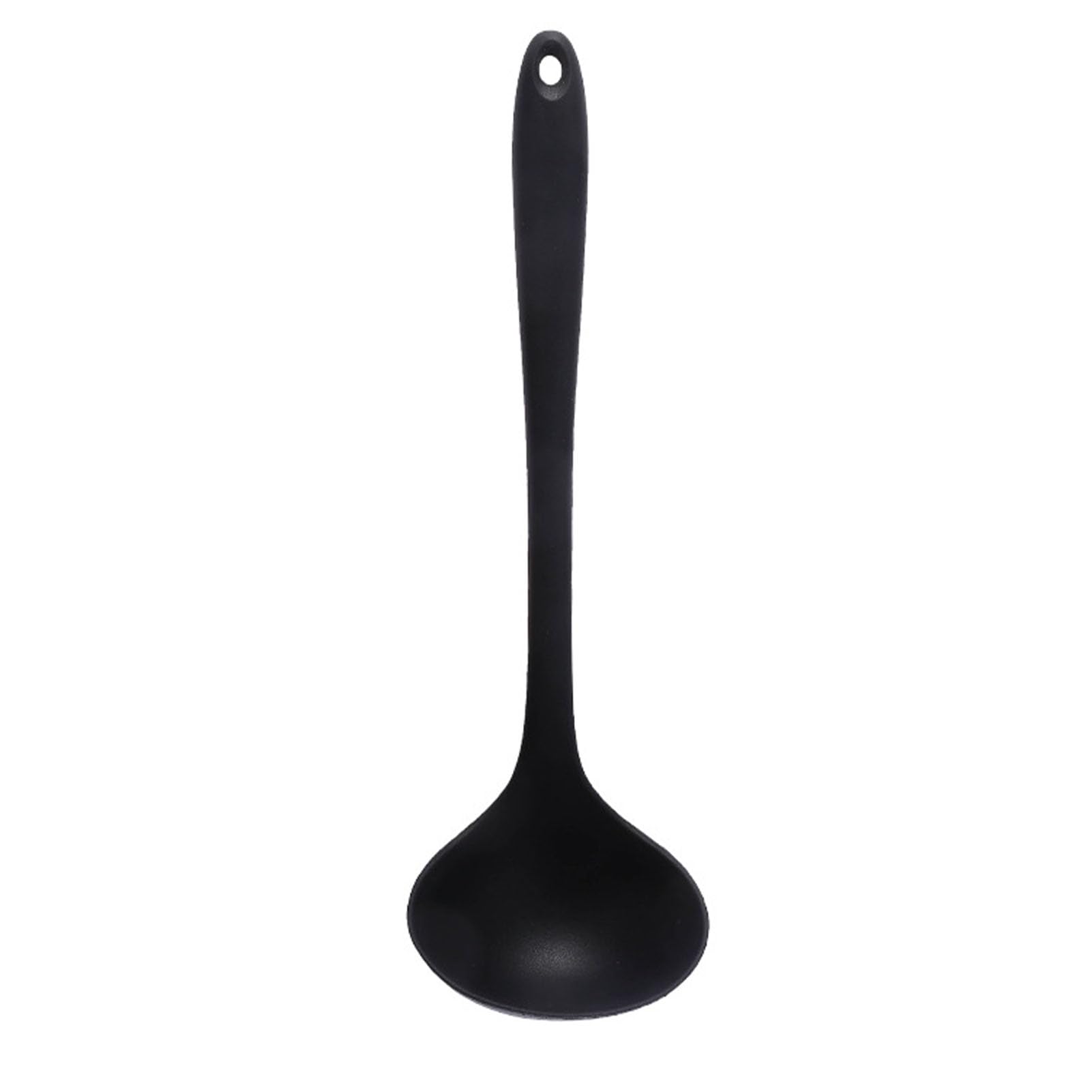 Fdit Cooking Spoons, Silicone Heat Serving Spoon Basting Spoon for Kitchen Use (Black)