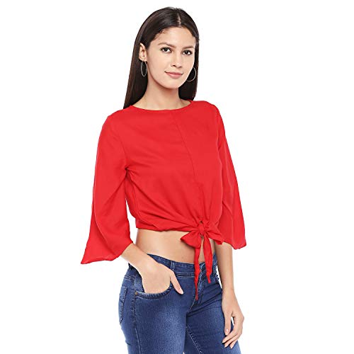 Image of OOMPH! Women's Crepe Ruffeld Top - Forest Green