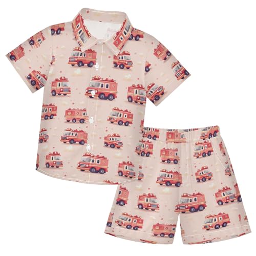 Image of Boccsty Red Strawberry Boy Summer Shorts Sets Hawaiian Toddler Boys T-Shirt & Pants 2 Pcs 3T-10T