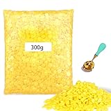 thirei Pastillas de cera de abejas, 300 g, cera de abejas natural con cuchara de sellado, para cosméticos, cera de abejas y velas