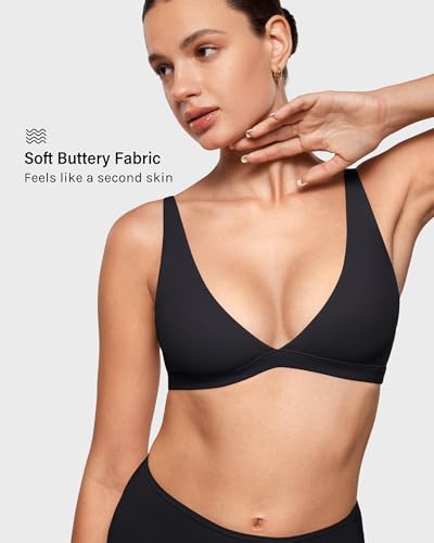 Image of INLYRIC Women's Inbarely Soft Plunge Bralette - Deep V Unlined Triangle No Padding No Underwire Sexy Comfort Sleep Bra