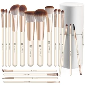 HEYMKGO Makeup Brushes,18Pcs Makeup Brushes Set Professional Premium Synthetic Foundation Powder Blush Blending Face Brush Kit, Eyeshadow Set Brush Set Kit with Caes(Apricot)