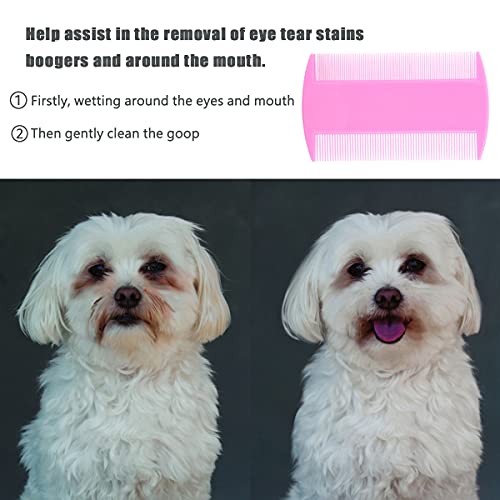 Cat Comb Dog Comb Fine Tooth Comb Pet Comb Grooming Set For Grooming And Removing Dandruff Flakes Remove Float Hair Tear Marks (Pink) #TOP4