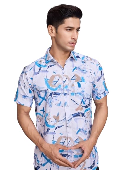 Pinkmint Stylish Shirt for Men ll Printed Half Sleeve Shirt's ll Regular Fit Chest Pocket Shirt