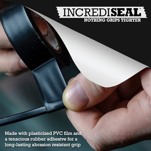Image of IncrediSeal Black 3 /4 inch PVC Electrical Tape, 20 Yds, 7.0 Mil, Commercial, Water Resistant, Flame Retardant, Plastic, Vinyl, UL Approved, 600V (10 Rolls)