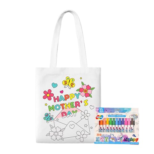 Bolso de mano de lona en blanco, bolso de compras del día de la madre, Bolsa de lona reutilizable, Accesorios de graffiti ligeros, suministro de artesanía de arte portátil para, adultos, estilo 2, Se