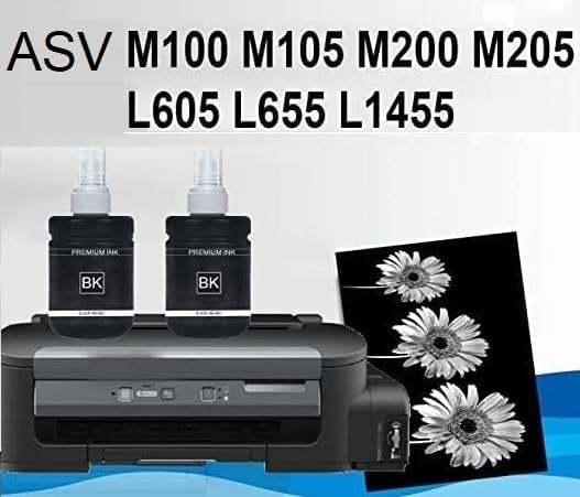 Image of ASV Refill Ink T7741 for Epson M100, M105, M200, L605, L655, L1455 Printers, Black 2 Bottle