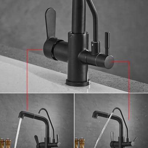 Robinet 3 voies extensible en nickel brossé avec 2 types de jets - 5