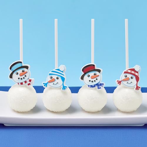 DecoPac Snowman Friends Cupcake Rings, 24 Christmas Cupcake Toppers For Festive Parties & Celebrations, Cute Snowmen, Food Safe Cake Toppers – 24 Pack by DecoPac - Used condition - Image 4