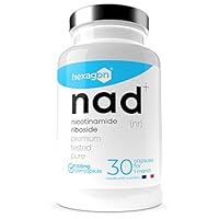 NAD+ Nicotinamide Riboside Chloride 300mg - +1 Monat Kur - NAD Booster - Anti-Aging & Gegen Müdigkeit - Made in France - 30 Vegetarische Kapseln - Vegan - Hexagon