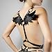 ROIEIIR 2 PCS Women's Body Chest Harness Belt with Angel Wings Sexy Adjustable Leather Body Caged Gothic Waist Harness Belts BDSM Black PU Bondage Leg Garter Roleplay Cosplay Halloween Party Clubwear