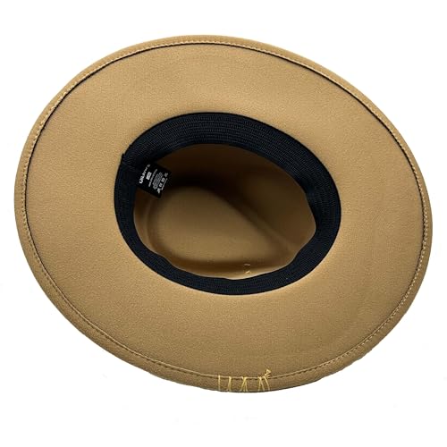 Image of Classic Wide Brim Fedora Hat for Women Man Floppy Panama Hat Western Felt Outdoor Hat with Band Sun Protection
