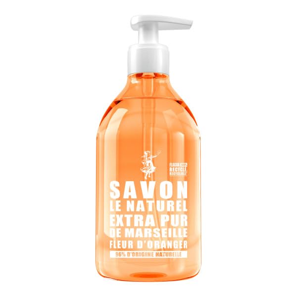 Savon Le Naturel - Savon Liquide Extra Pur de Marseille à la Fleur d'Oranger - Origine Naturelle - Huiles Végétales et Glycérine - Tous Types de Peau -...