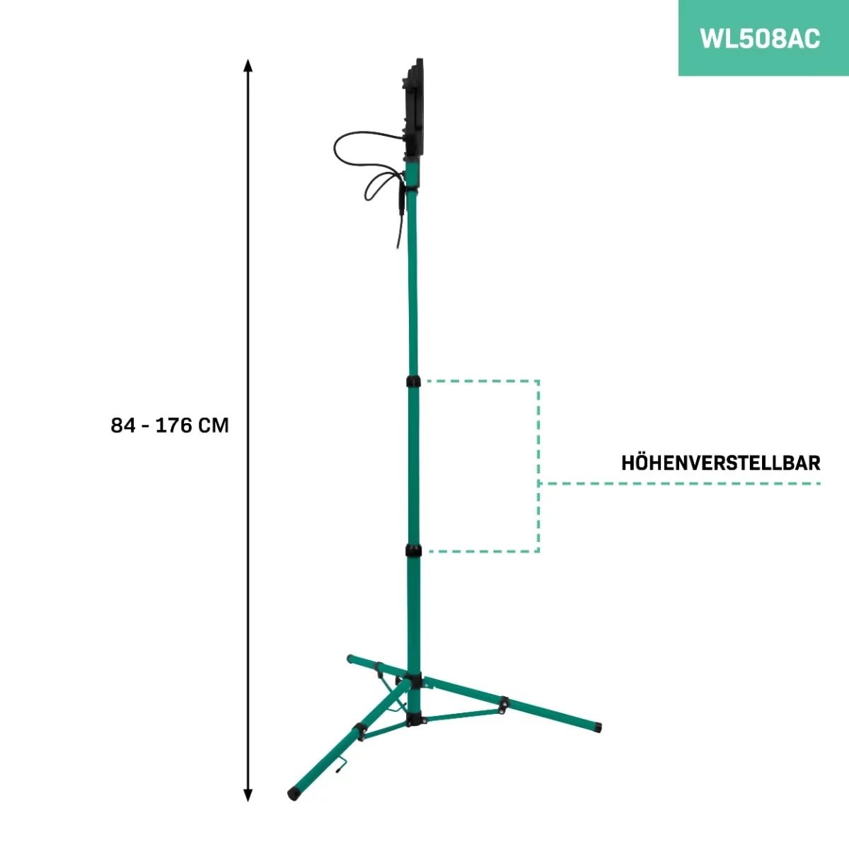 VONROC Baustrahler LED mit Stativ - LED Arbeitsstrahler höhenverstellbar [Einzeln Dreh- und Schwenkbar] Arbeitsleuchte für den Innenbereich [IP65 Schutz] (2x 50W)