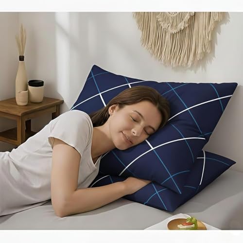 Image of Tewiae Microfiber Extra Soft Pillows | Pillows for Sleeping White - Set of 2 (Size - 16x24 Inches Or 40x60 cm) - Pillow (Navy Blue, Pack of 2) (Blue, Pack of 4)