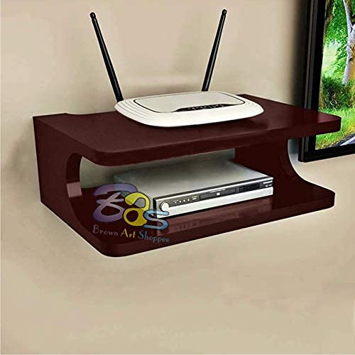 Bas Art Shoppee Engineered Wood Side Carving Eye Design Set Top Box Stand Wall Shelf & Wi-Fi Modem Rack (Brown) (B08VHDFTN4) Amazon Price History, Amazon Price Tracker