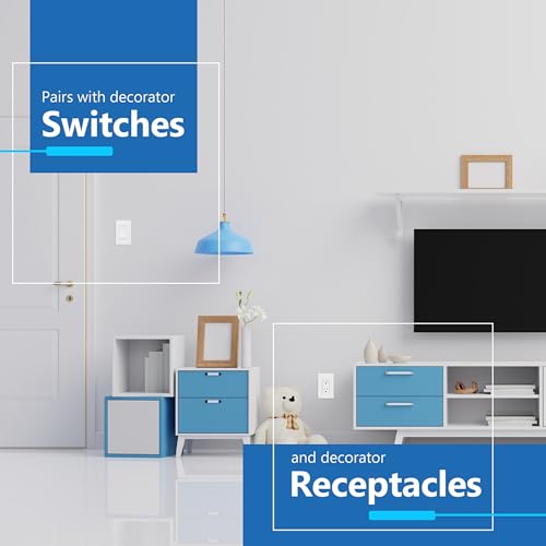 Image of LIDER Decorator Switch Cover, Screwless Wall Plate, Mid-Size 1-Gang 4.88 inch x 3.11 inch, LSWP-31M-W2P, UL Listed, Thermoplastic, Matte White, 2-Pack